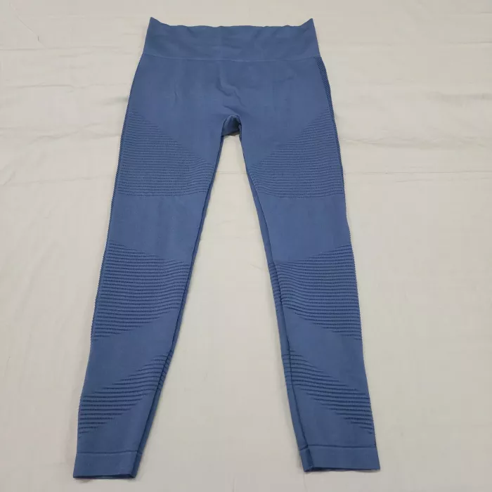 C and C California Womens L Slate Blue High Rise Seamless Cropped Leggings - Front