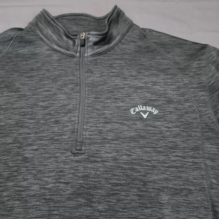 Callaway Mens 2XL Heather Gray Quarter Zip Fleece Pullover Sweatshirt Golf - Main