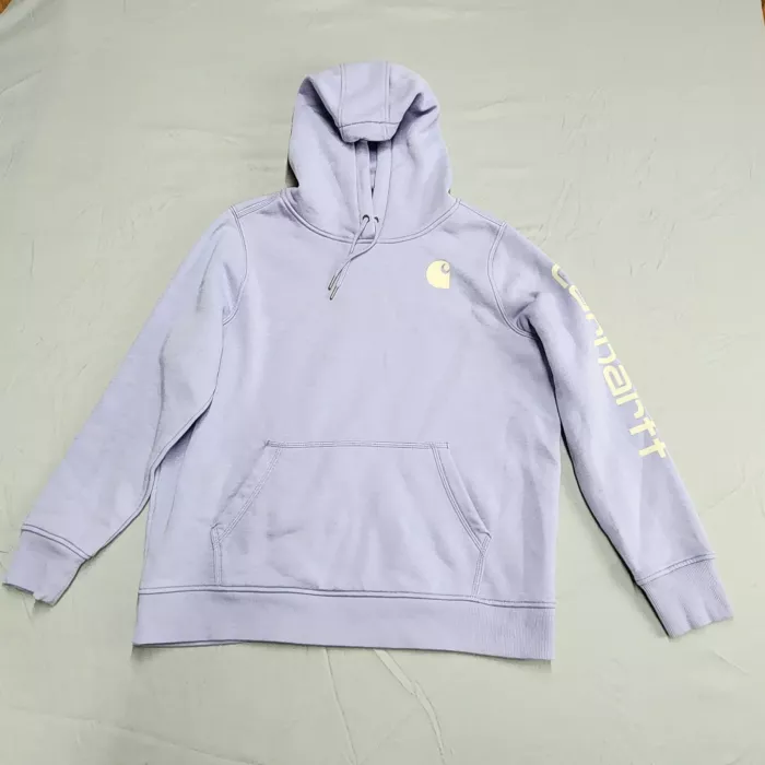 Carhartt Womens XL Hoodie Pullover Relaxed Fit Light Purple Logo Sleeve - Front