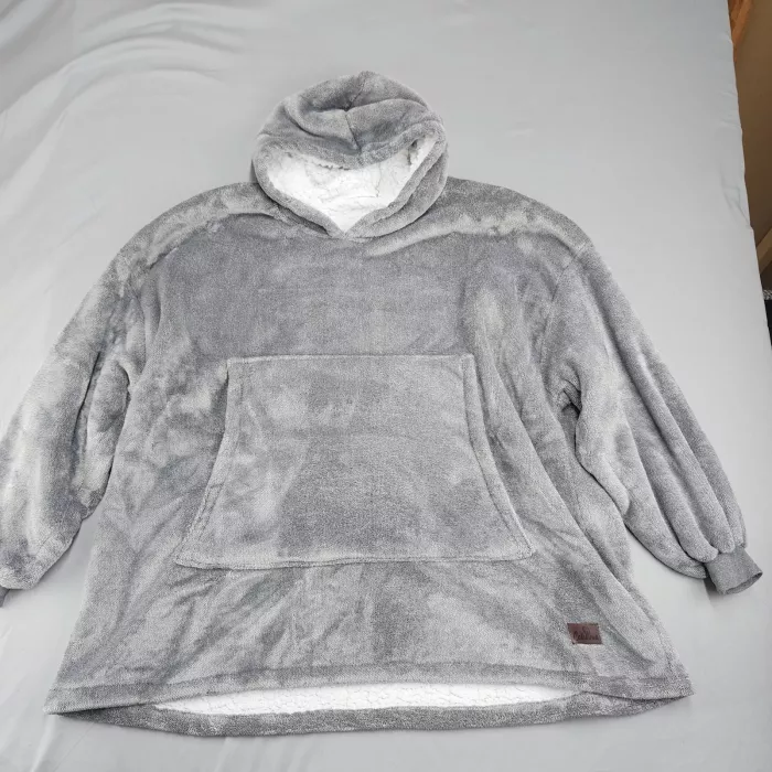 Catalonia Wearable Blanket Hoodie Women's XL Grey Oversized Pullover Fleece - Front