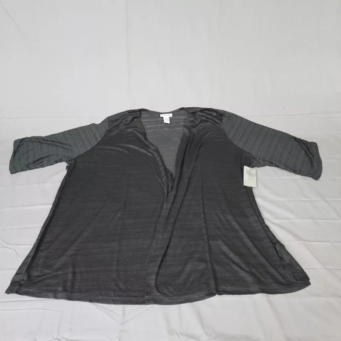 Catherines Cardigan Sweater Womens 4X Plus Dark Gray Open Front Lightweight NWT - Front