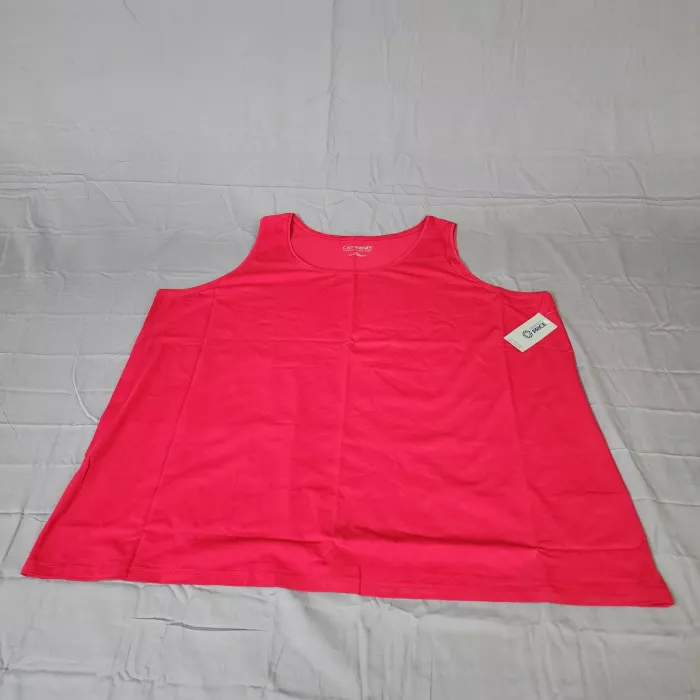 Catherines Suprema Tank Top Womens Plus 4X Red Cotton Stretch Scoop Neck NWT - Front