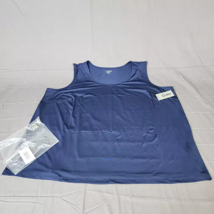 Catherines Womens Plus Size 4X Tank Top Blue Scoop Neck Sleeveless Stretch NWT - Main