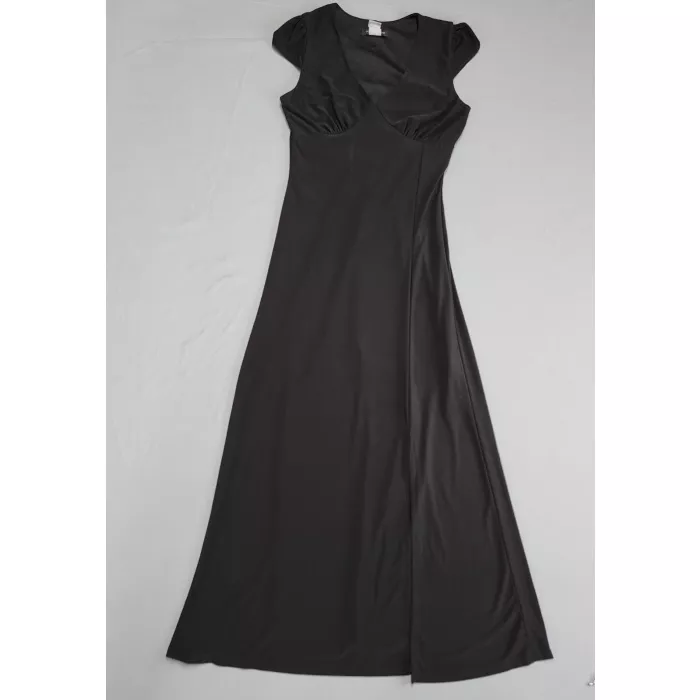 Caution to the Wind Dress Womens XS Black V-Neck Cap Sleeve Empire Waist Maxi - Front