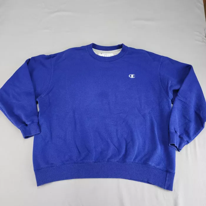 Champion ECO Mens XL Sweatshirt Royal Blue Crewneck Pullover Embroidered Logo - Front
