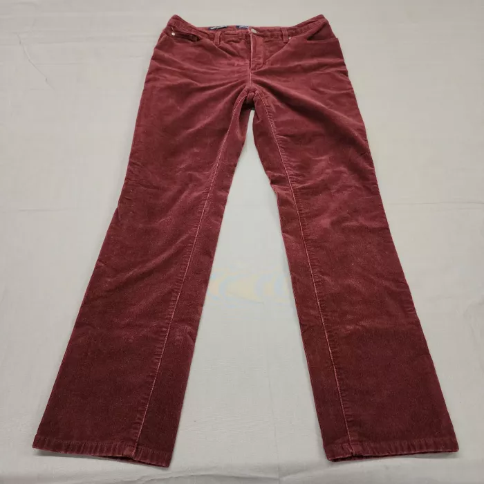 Charter Club Lexington Straight Corduroy Pants Women's 10 Burgundy Stretch - Front