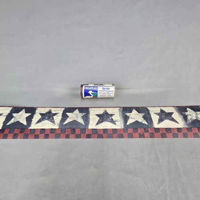 Chesapeake Carol Endres Country Star Border Navy Red Prepasted Vinyl New - Main