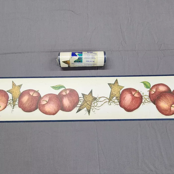 Chesapeake Country Apple Star Wallpaper Border Red Navy Prepasted Vinyl Sealed - Main