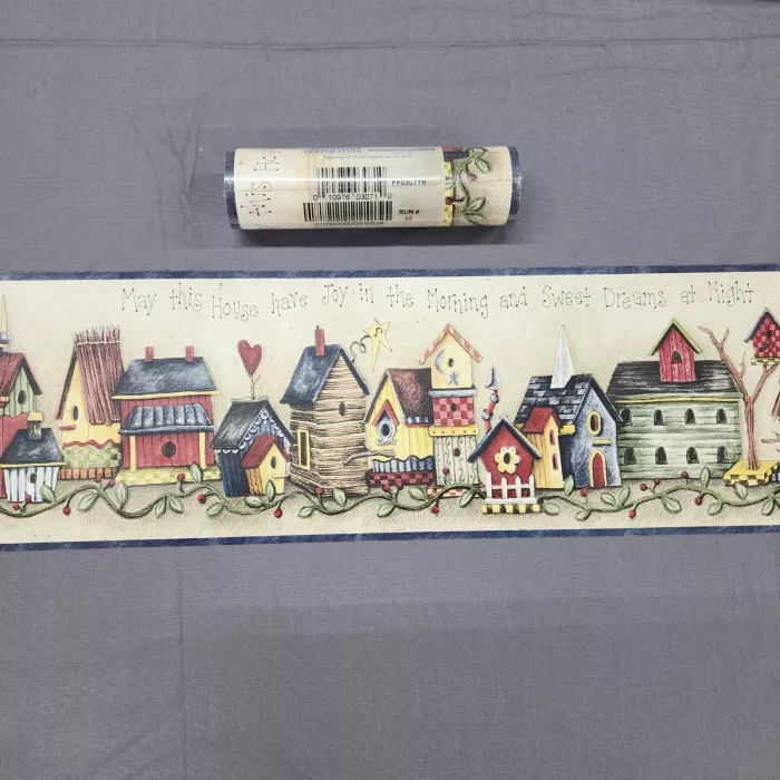 Chesapeake Country Birdhouse Wallpaper Border Beige Prepasted Vinyl New Sealed - Main