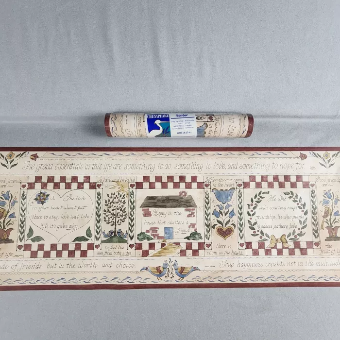 Chesapeake Country Botanical Beige Wallpaper Border Prepasted Vinyl - Main