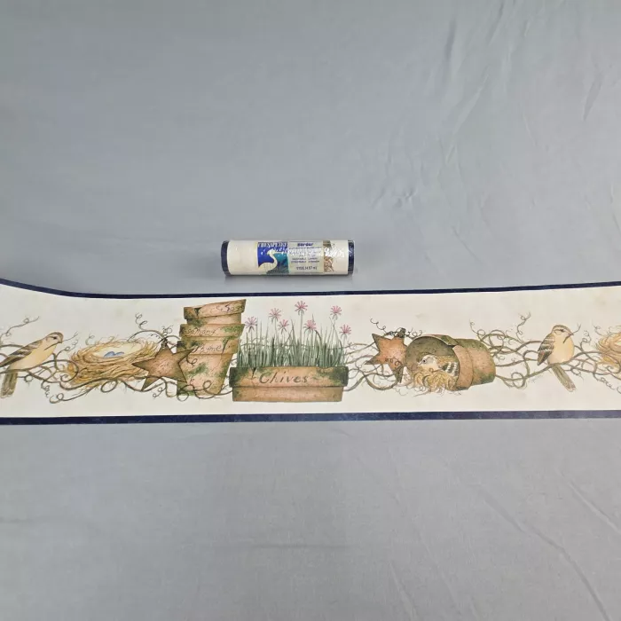 Chesapeake Country Botanical Herb Wallpaper Border Prepasted Vinyl New - Main