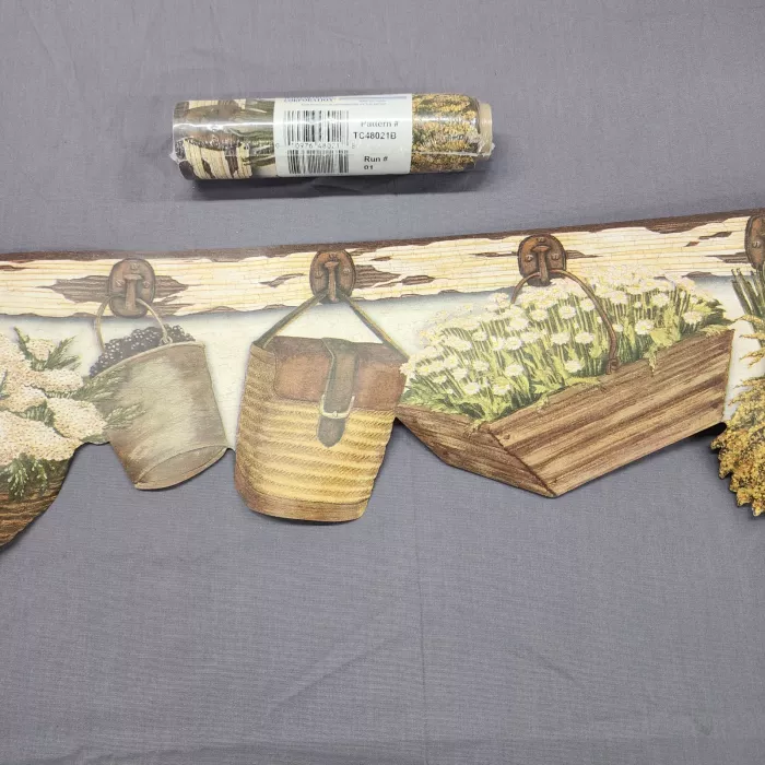 Chesapeake Country Floral Daisy Brown Green Wallpaper Border New Sealed Prepaste - Main