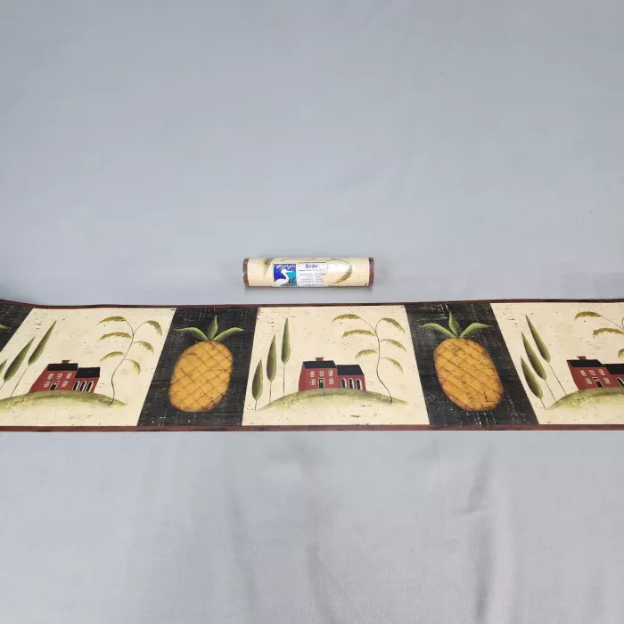 Chesapeake Country Pineapple Red Wallpaper Border Prepasted Vinyl New Sealed - Main