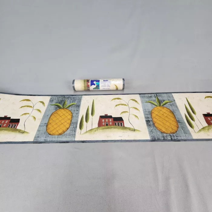 Chesapeake Country Pineapple Wallpaper Border Multicolor Prepasted Vinyl New - Main
