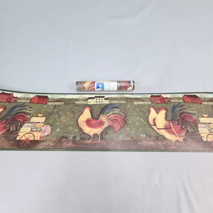 Chesapeake Country Rooster Multicolor Wallpaper Border Prepasted Vinyl New - Main