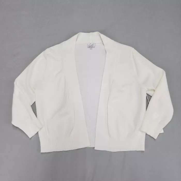 Cielo Cardigan Sweater Womens S White Open Front Long Sleeve Viscose Blend Knit - Front