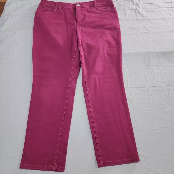 CJ Banks Signature Slimming Pants Womens 16W Petite Pink High Rise Stretch - Front