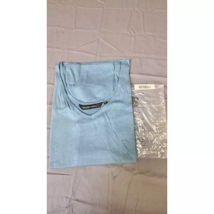 COLLEEN LOPEZ Tank Top Women's 3XL Plus Blue V-Neck Sleeveless Stretch Knit - Main