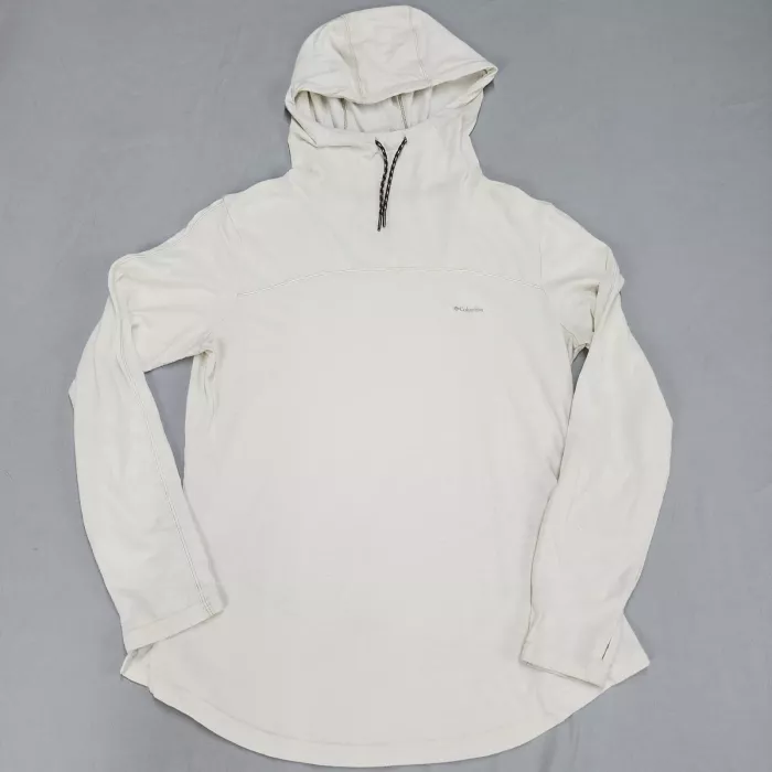 Columbia Mens L Pullover Hoodie Ivory Off White Omni-Wick Long Sleeve - Front