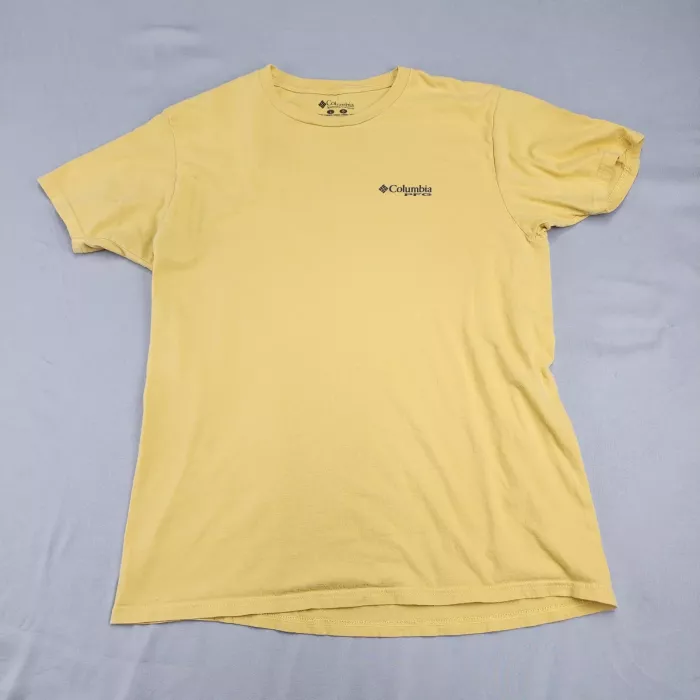 Columbia PFG Marlin Graphic T-Shirt Men's L Yellow Cotton Short Sleeve - Front