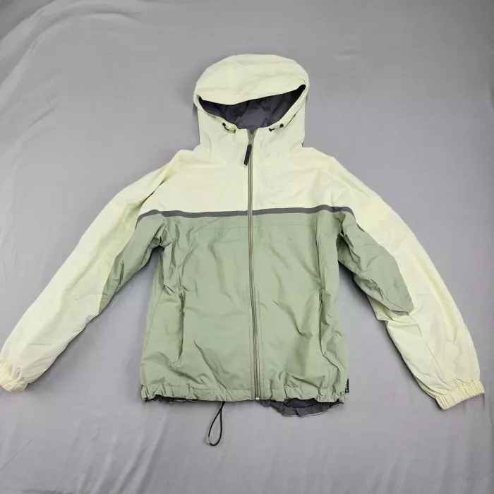 Columbia Sportswear Women's S Windbreaker Jacket Hooded Color Block Yellow Green - Front