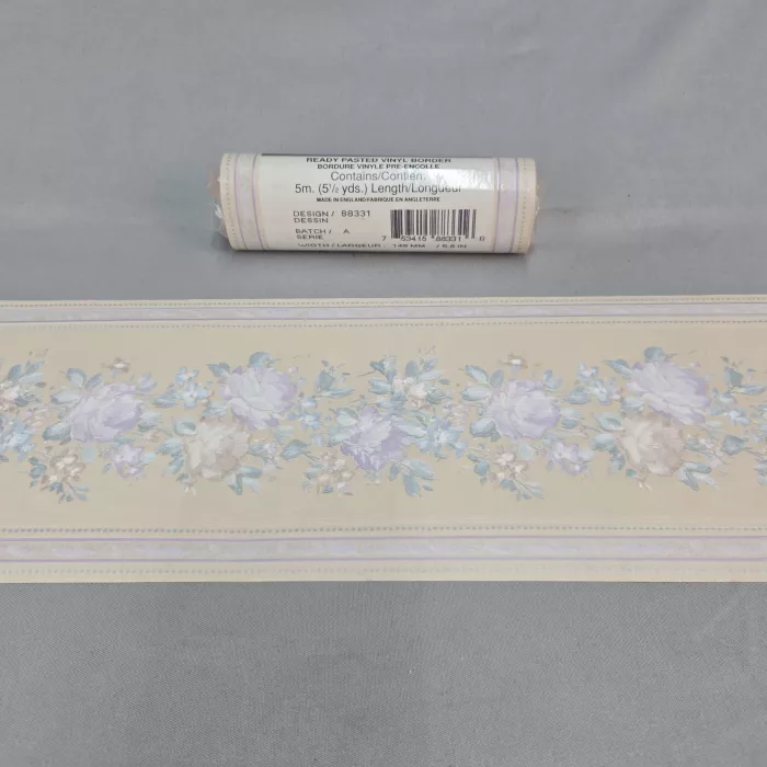 Concord Wallcoverings Floral Beige Wallpaper Border New Sealed Prepasted Vinyl - Main