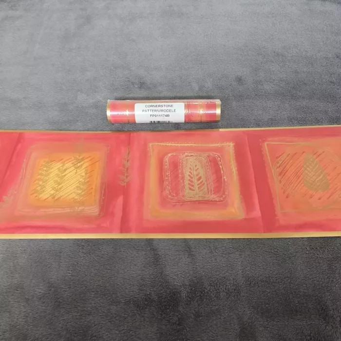 Cornerstone Abstract Leaf Red Orange Gold Wallpaper Border Prepasted New Sealed - Main