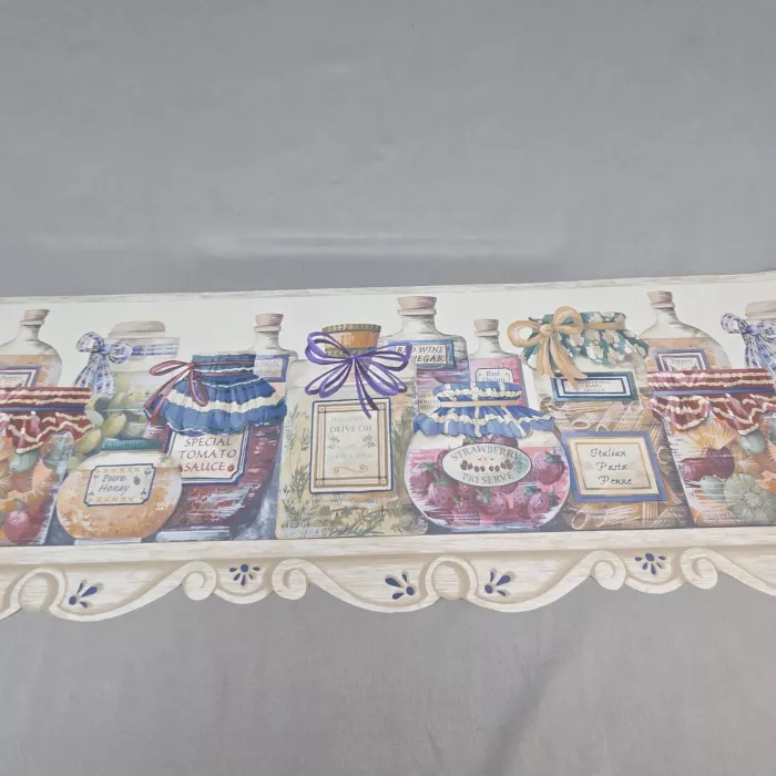 Cornerstone Country Kitchen Jars Multicolor Wallpaper Border New Prepasted - Main