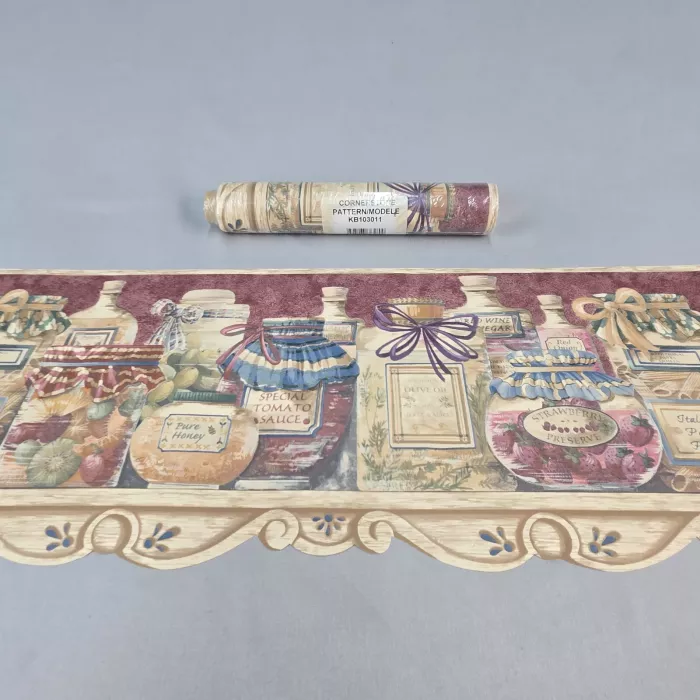 Cornerstone Country Kitchen Jars Wallpaper Border Prepasted Vinyl New Sealed - Main
