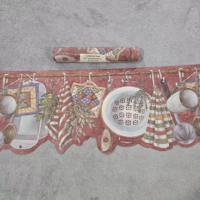 Cornerstone Country Kitchen Red Wallpaper Border New Prepasted Vinyl - Main