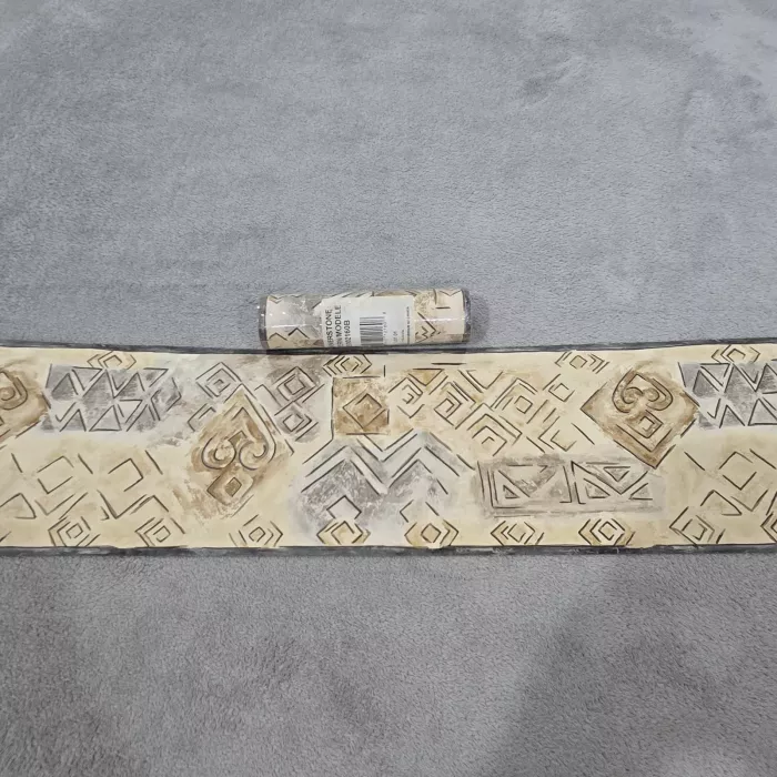 Cornerstone Rustic Geometric Beige Wallpaper Border Pre-pasted Vinyl New Sealed - Main