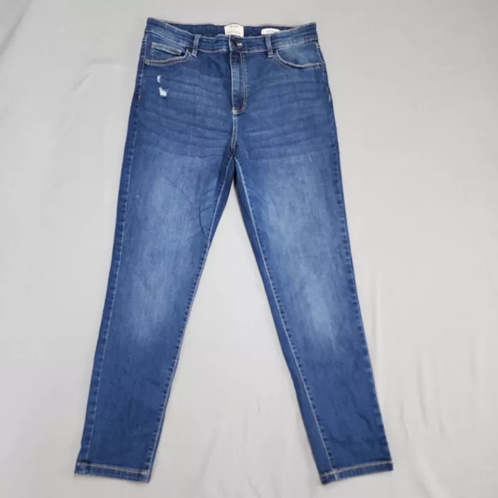 Cotton On Womens High Skinny Jeans Size 34 W32 L27.5 Blue Stretch Distressed - Front