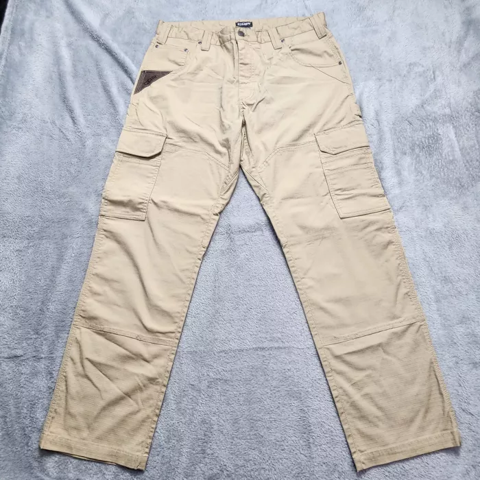 CQR Tactical Pants Men's 34x29 Khaki Cargo Ripstop Stretch Work Outdoor TWP700 - Front