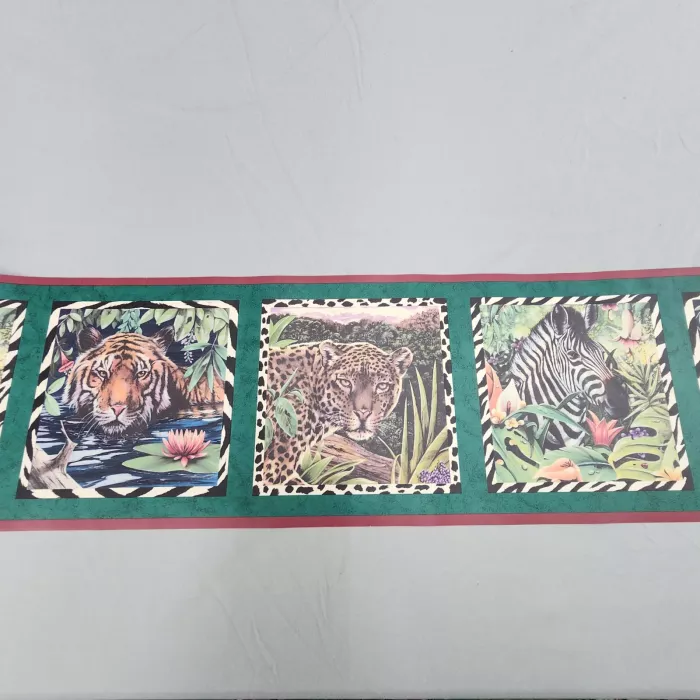 Crewcut Design Jungle Animal Print Wallpaper Border Green New Prepasted - Main