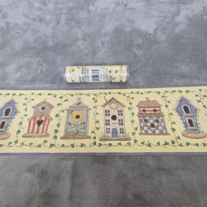 Crewcut Designs Birdhouse Yellow Wallpaper Border Vinyl New Sealed Prepasted - Main