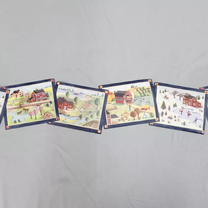 Crewcut Designs Country Farm Scenic Wallpaper Border Multicolor New Pre-pasted - Main