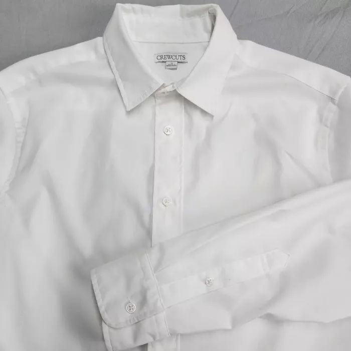 Crewcuts Boys Size 14 White Button Up Shirt Long Sleeve Stretch Cotton Solid - Main