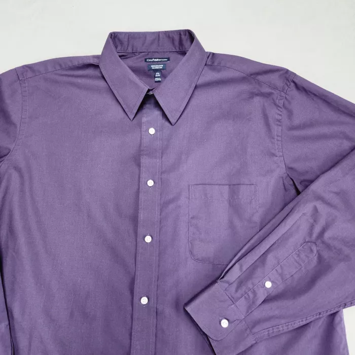 Croft & Barrow Mens Dress Shirt 17.5 34/35 XL Purple Classic Fit Long Sleeve - Main