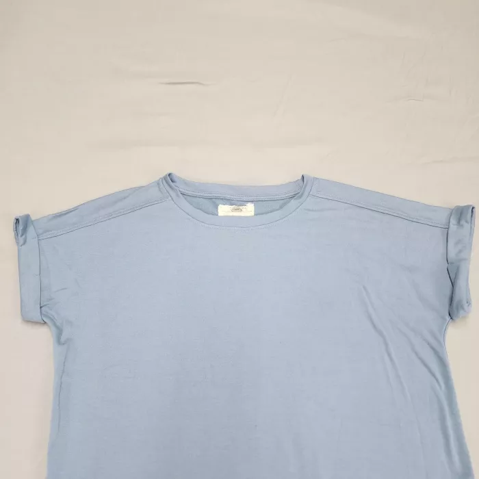 Cupio Womens T-Shirt Size L Light Blue Short Sleeve Crew Neck Rolled Cuffs - Main