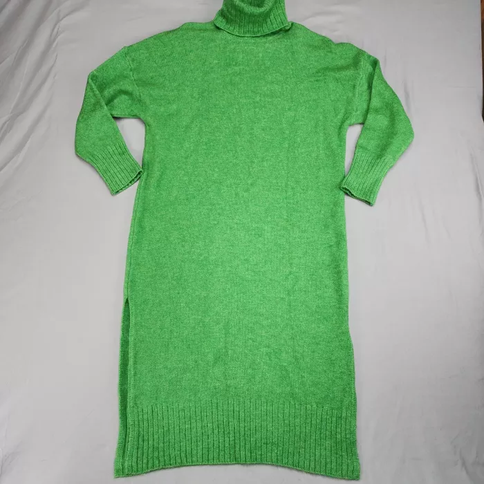 Daily Practice Womens M Green Knit Turtleneck Midi Sweater Dress Long Sleeve - Front