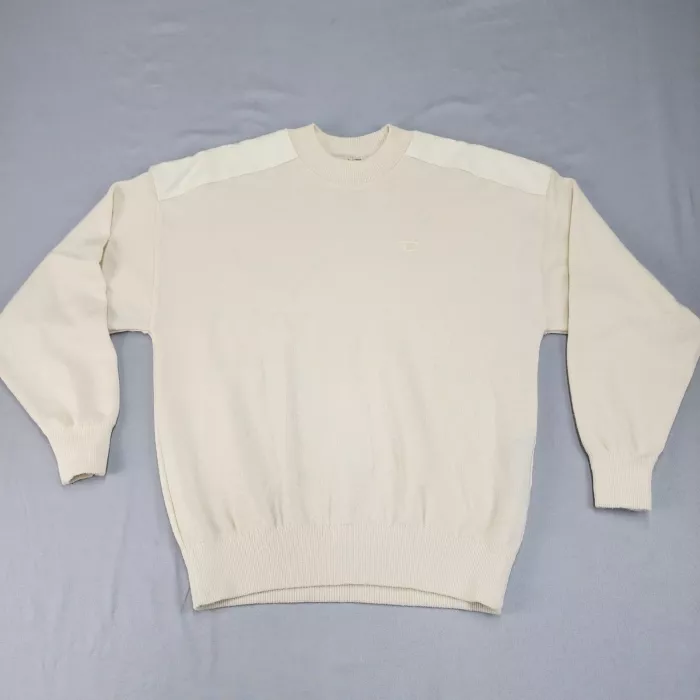 Dale of Norway Men's 100% Wool Sweater Small Ivory Crewneck Pullover Patches - Front
