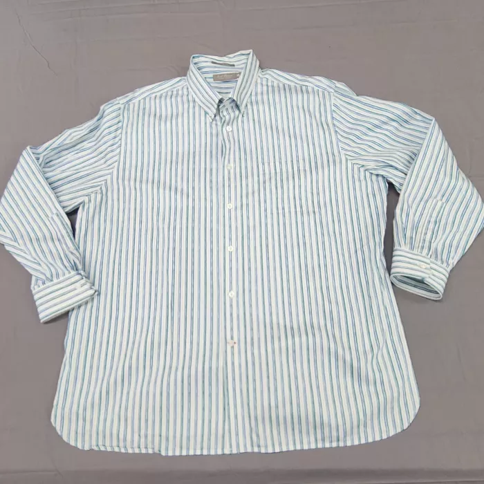 Daniel Cremieux Mens 2XL Blue Striped Cotton Long Sleeve Button Down Shirt - Front