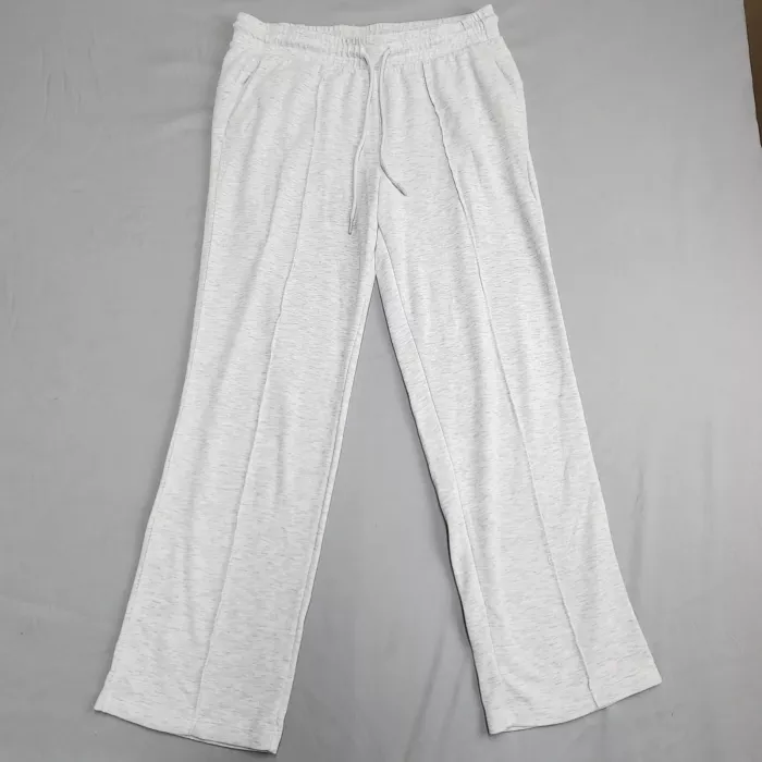Danskin Womens Large Heather Gray Wide Leg Lounge Pants Drawstring Pockets - Front