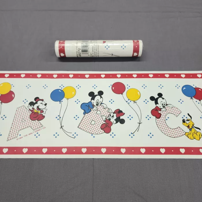 Disney Baby Mickey Minnie ABC Multicolor Wallpaper Border Prepasted New Sealed - Main