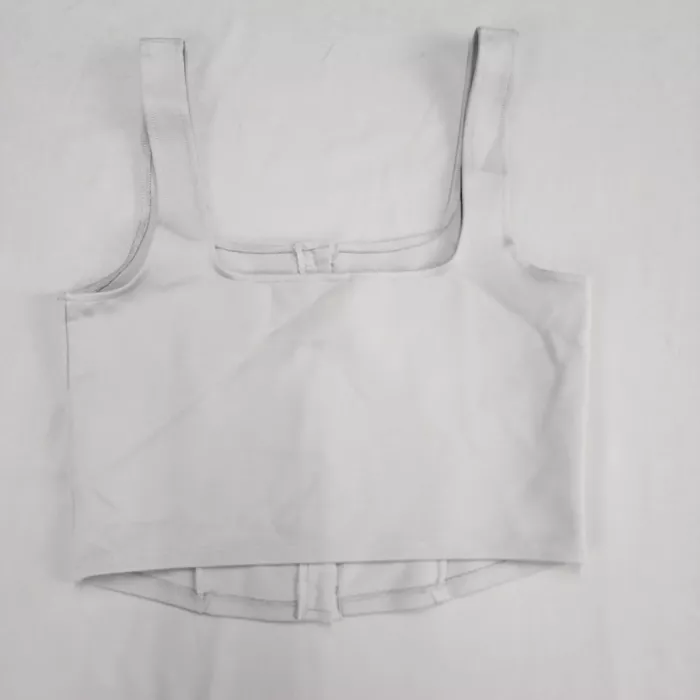 Divided by H&M Womens Size S Gray Corset Crop Top Hook Eye Square Neck Tank - Front