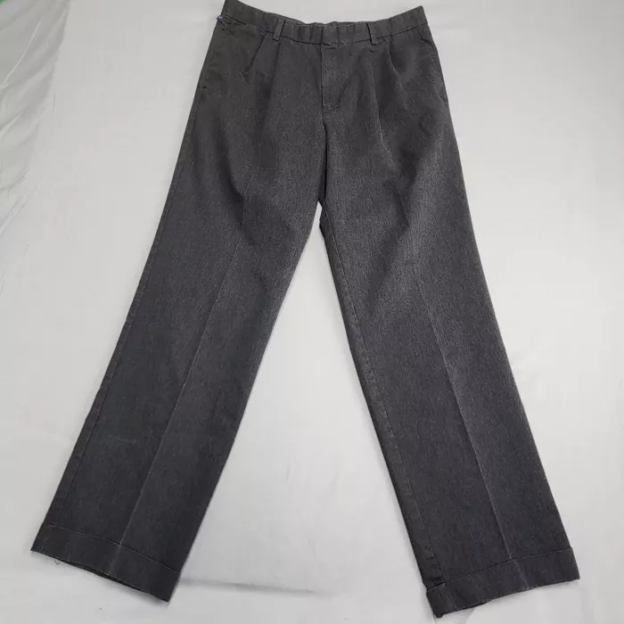 Dockers Mens Pleated Dress Pants Charcoal Gray 36x34 Stain Defender Cuffed - Front