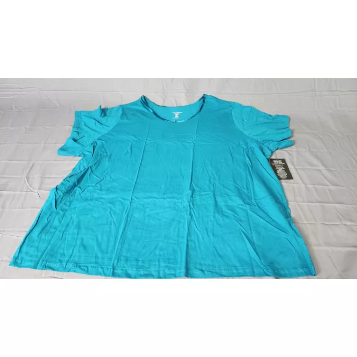 Dreams & Co Womens Pajama Top 5X Plus Teal Short Sleeve Sleep T-Shirt NWT - Front