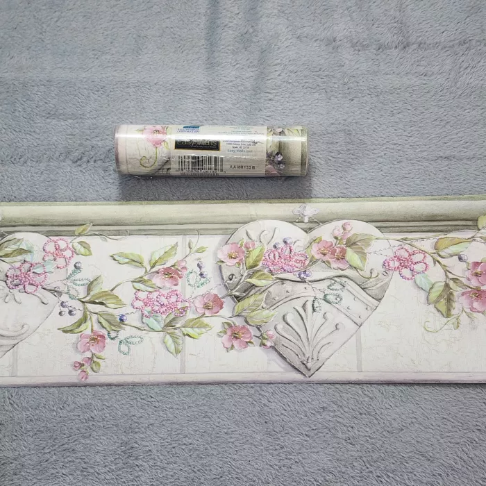 Easy-Walls Country Floral Pink Green Wallpaper Border Prepasted New Sealed - Main