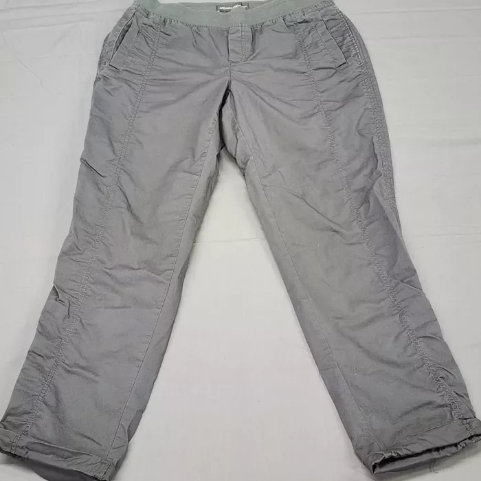 Eddie Bauer Womens 8 Gray Chino Pants Pull On Elastic Waist Stretch Mid Rise - Front
