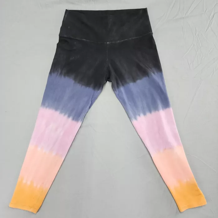 Electric & Rose Womens L High Rise Athletic Leggings Multicolor Tie Dye Stretch - Front